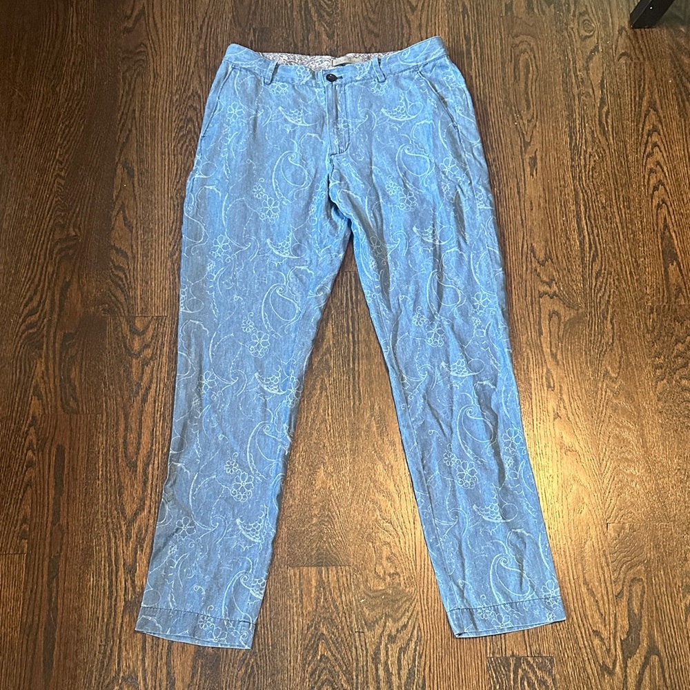 Robert Graham Light Blue Chinos with White Pattern